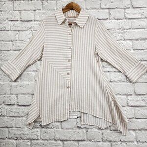 Soft Surroundings Womens PXS Striped Standout Shirt Asymmetrical Lagenlook